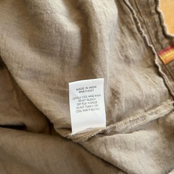 THML Women's Dress Size Small Brown Embroidered V-Neck Sleeveless Cotton Boho - Picture 13 of 16